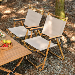 Chaise pliante d'extérieur personnalisée avec structure en bois et assise en toile pour jardin, camping et pique-nique - Product Image 2