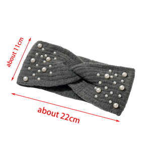 Cerchietti in maglia <span class=keywords><strong>di</strong></span> perle autunno e inverno eleganti temperamento accessori per capelli caldi a prova <span class=keywords><strong>di</strong></span> freddo fascia da donna in lana attorcigliata - Product Image 5