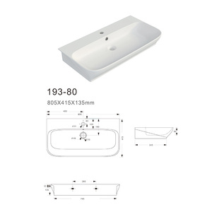 Fournisseur de lavabos en céramique minimalistes à un seul trou, finition polie, pour salles de bain commerciales - Product Image 3