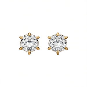 Orecchini a perno in zircone oro rosa, taglio brillante rotondo, montatura a griffe, gioielli classici da donna, regalo, lega placcata oro 18K - Product Image 1