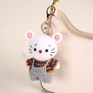 Móc khóa thú bông nhỏ xinh handmade, thú len móc len dễ thương: thỏ, gấu, mèo, lợn, khỉ, chuột, ong, ngựa, chó dachshund, làm móc treo túi xách - Product Image 2