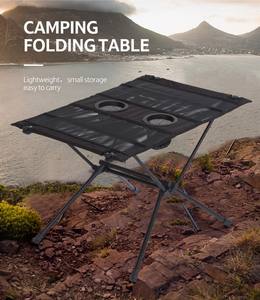 โต๊ะปิกนิกกลางแจ้งแบบพกพาพับได้พร้อมที่ยึดอลูมิเนียมอัลลอยด์เต็นท์เส้นด้ายสำหรับตั้งแคมป์ถนนการเดินทางตกปลาโต๊ะรับประทานอาหาร - Product Image 4