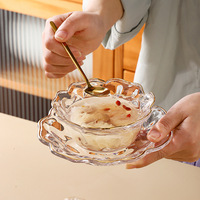 High Color Value Flower Glass Bowl Luxus Modern Simple Net Rote Desserts chale Joghurt Salat platte Minimalisti scher Anzug Haushalts gebrauch