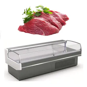 Terbuka Atas Auto Pencairan Daging Display Cooler untuk Toko Daging Menggunakan