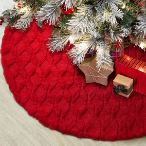 LINGKAI 122CM Faux Fur Soft Thick Plush Christmas <b>Trees</b> <b>Skirts</b> Xmas Holiday Winter Party Home Decorations - Product Image 2