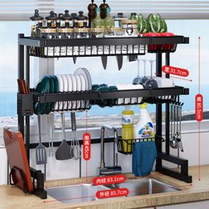 Modern <b>Kitchen</b> Storage <b>Rack</b> with 2 Shelves Multifunctional Layered Carbon Steel for Sink Cutlery-Durable & Waterproof - Product Image 6