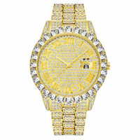 Jam Tangan Blues Top Selling Berlapis Emas Big Bling Bling Berlian Hitam Murah