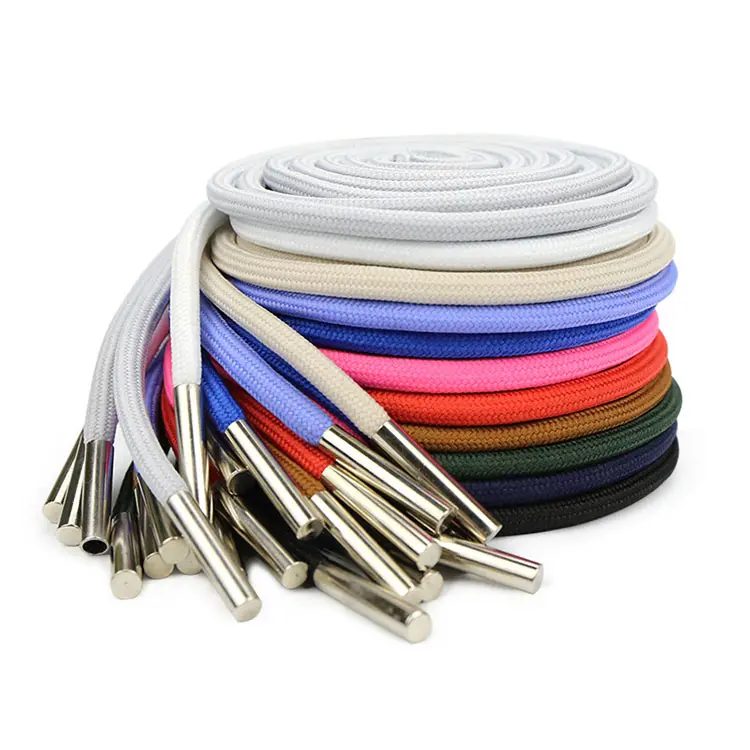 Replacement Custom Drawstring 5MM design Hoodie Strings Drawcord with Printed Metal Tips for garments shorts cord