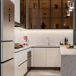 Armoires de cuisine compactes haut de gamme en bois de bouleau massif, écologiques, avec design personnalisé, options de personnalisation gratuites, plans de travail en quartz/granit - Product Image 5