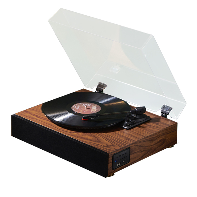 Portable Vinyl Record Player Turntable with Built-in Bluetooth Receiver & 2 Stereo Speakers, Support 3-Speed &Any Size Records
