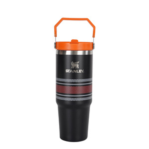 Mug de voyage isotherme 30oz en acier inoxydable mat avec paille rabattable et poignée - Product Image 5