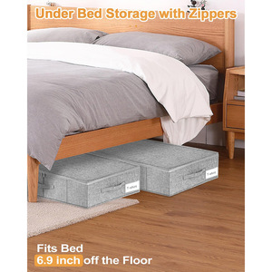 Caja de Almacenamiento de Tela Rectangular de 70L-80L, Gris, para Debajo de la Cama, Estilo Cajón, Organizador de Ropa para Dormitorio - Product Image 3