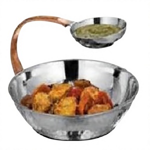 Ensemble de bols ronds en acier inoxydable de qualité supérieure pour chips et trempettes, plateau Tawa et saladiers – Prix avantageux pour servir les entrées - Product Image 1
