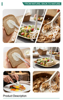 Ensemble de couverts jetables écologiques en bagasse de canne à sucre, fourchette, cuillère, couteau, vaisselle écologique, vente en gros
