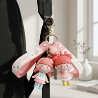 Nouveau porte-clés solaire en caoutchouc en forme de poupée mignonne pour garçons et filles, personnage de dessin animé, pendentif pour sac de voiture