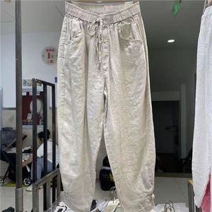 Women's Cotton Linen Trousers Casual Harem Pants Loose Fit Breathable White Rose Pink Heather Color QY-709 - Product Image 1