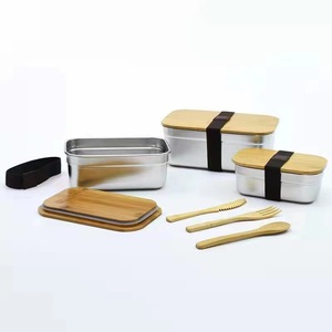 Bamboo Lid Stainless Steel Lunch Box 500ML 1000ML 1500ML 2500ML Rectangle Food Storage <b>Container</b> For Meal Prep Outdoor Use - Product Image 3