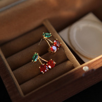 Fruit Red Zircon Cherry Stud Oorbellen Verguld Stijlvol Trendy Veelzijdig Damesmode Legering Cadeau Jonge meisjes