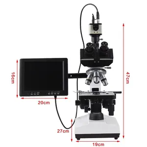 Microscope biologique numérique binoculaire monoculaire 100X LED avec écran et caméra pour étudiant en laboratoire clinique académique