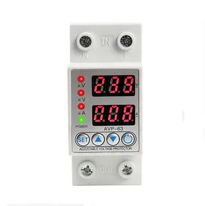 40A/63A Din Rail Dual Display Adjustable Intelligent Over Voltage Current And Under Voltage Protective Device Protector Relay