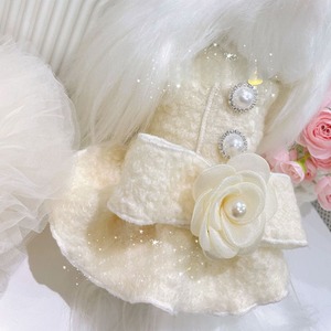 Robe Tutu de Luxe en Tweed pour Chien, Robe de Princesse pour Animaux de Compagnie avec Fleur 3D en Perles pour Maltese, Yorkie et Petites Races - Product Image 4