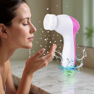 Brosse nettoyante pour le visage 5 en 1, nettoyage en profondeur avec têtes remplaçables pour les soins de la peau des femmes - Product Image 2