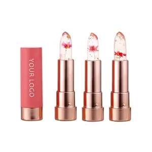 Lipstik kristal bunga pelembap bibir merah muda perubahan warna Makeup pelembap bibir