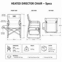 Chaise de camping pliante chauffante portable avec table d'appoint, porte-gobelet et emplacement pour téléphone, en tissu Oxford, pour extérieur, pelouse, pêche, salon, entrepôt, hôtel