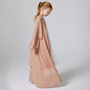 Meilleure vente Look Vintage trois couches en mousseline de soie Kebaya <span class=keywords><strong>veste</strong></span> <span class=keywords><strong>longue</strong></span> <span class=keywords><strong>robe</strong></span> MSL132 moyen-orient Abaya pour enfants jours d'été - Product Image 2