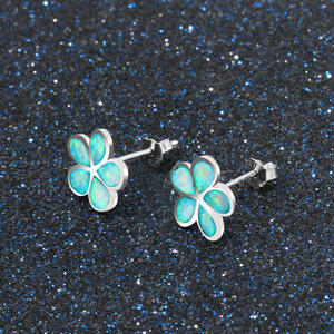 Wholesale Exquisite S925 Sterling Silver Flower <b>Opal</b> Stud <b>Earrings</b> For Women Fashion Jewelry Gift - Product Image 6