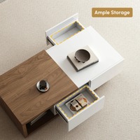 Ensemble Meuble TV et Table Basse en Noyer Style Mid-Century, Conception Extensible, Rangement Spacieux, Moderne, Fabrication OEM Personnalisée