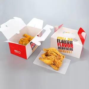 Custom Cardboard Fast Food Takeaway Chicken and Chips Boxes Pop-corn Nuggets Roast Wing Packaging Fry Food Fried Chicken Box