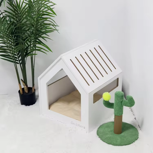 עץ מלא לחיות מחמד ריהוט לבית כלבים קטנים עץ כלב לבן מקורה בתים ארגז כלב לבן מקורה ללא דלת - Product Image 4