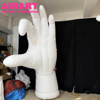 Main gonflable blanche, main gonflable en forme de cœur avec éclairage LED, combinaison