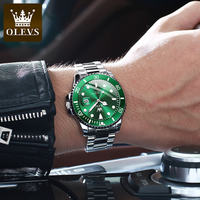 OLEVS 5885 montres pour hommes mouvement montre vert eau fantôme mâle acier étanche affaires mode Date semaine montre-bracelet pour hommes