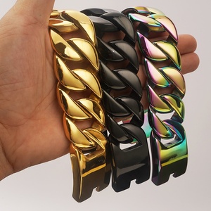 32MM Hochwertiges Edelstahl Schweres kubanisches Ketten armband Herren 18 Karat vergoldete Herren Chunky Curb Chain Link Armbänder - Product Image 6