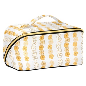 Yellow Puakenikeni Flower Large Golden Zipper <b>Makeup</b> <b>Case</b> Travel Toiletry Skincare Organizer Hawaii Custom Print Cosmetic Bag - Product Image 1