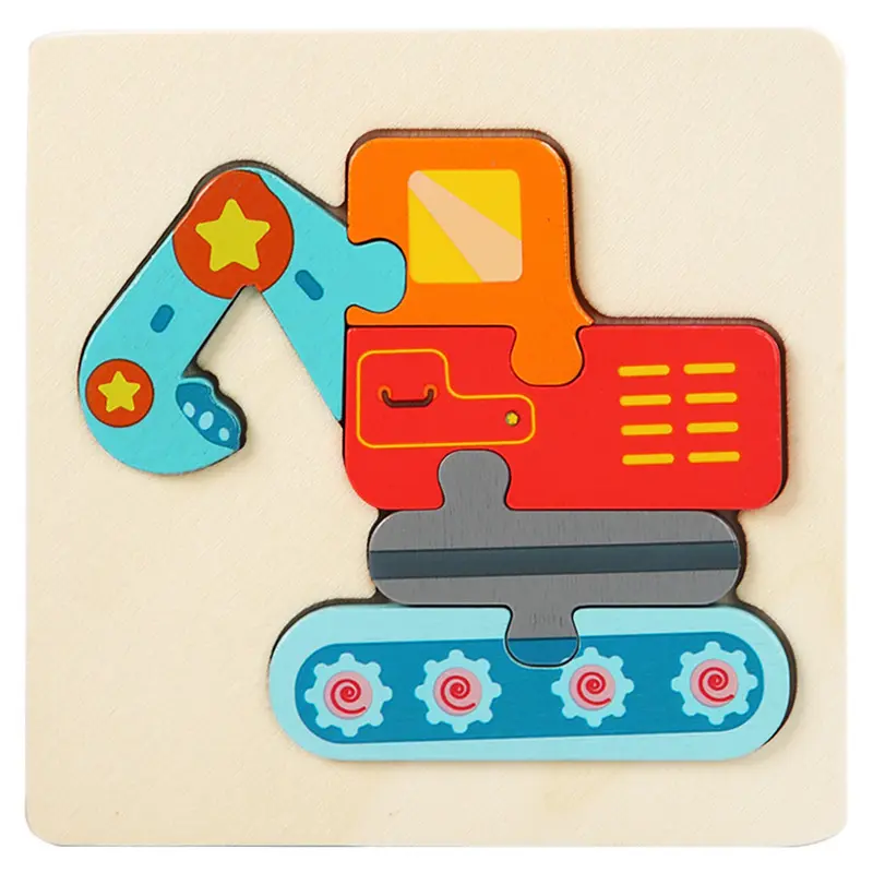 赤ちゃんモンテッソーリおもちゃ3Dパズル漫画動物車両認知ジグソーパズル子供のための木製おもちゃ