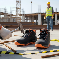 Chaussures de Sécurité Professionnelles Noires en Cuir Antidérapantes et Imperméables, avec Coque en Acier pour Hommes