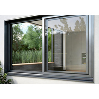 Fenêtre coulissante horizontale multi-panneaux moderne en alliage d'aluminium avec cadre noir pour maison résidentielle européenne - Vue panoramique