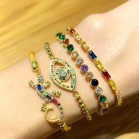 Bracelets de luxe en or véritable 18k pour femmes, nouvelle collection de bijoux avec breloques Gecko, chaîne ajustable colorée, diamant coloré, mauvais yeux,