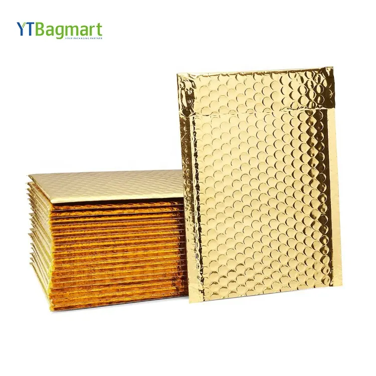 Metallic Folie Goud Bubble Mailers Plastic Koerier Enveloppen Verzending Pakket Gouden Mailing Zakken