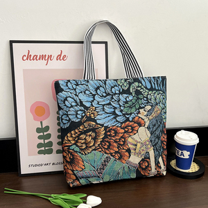 Nouveau sac pour femme, sac à bandoulière en toile brodé rétro-chic, grande capacité - Product Image 2