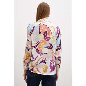 Camisa de Seda con Estampado Floral para Mujer, Blusa Casual con Botones, para Uso Diario - Product Image 3