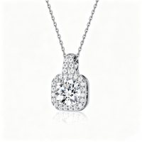 Collier pendentif en diamant cultivé en laboratoire, chaîne en argent sterling S925, diamant rond 2 carats Dvvs1, bijoux pour femmes