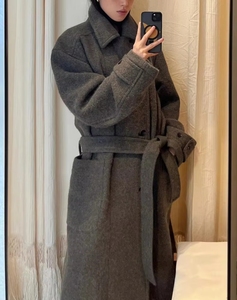 <span class=keywords><strong>Poncho</strong></span> long <span class=keywords><strong>en</strong></span> laine d'<span class=keywords><strong>alpaga</strong></span> marron style LEM vintage pour femmes, design asymétrique, col mandarin, épaisseur standard - Product Image 3