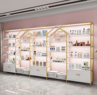 Vitrine de présentation de cosmétiques de luxe léger, comptoir de présentation de produits de salon de beauté, salon de coiffure, salon de barbier, armoire à peinture cuite pour perruques