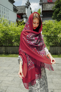 Écharpe d'hiver brodée <span class=keywords><strong>pour</strong></span> femme, douce et chaude, effet cachemire, avec pompons, collection 2025, vente chaude en gros - Product Image 6