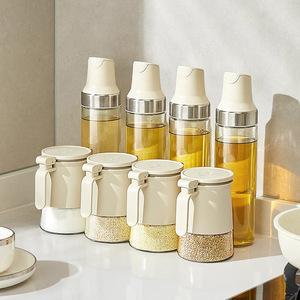 Spice Storage Container Set With Clip On Lid Airtight Kitchen Oil Bottle Jar Round Multipurpose 4 Pcs - Product Image 1