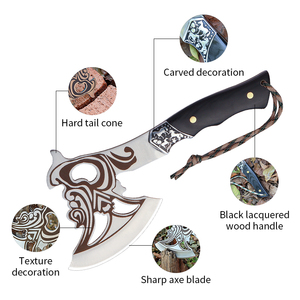 Rìu hai lưỡi đa năng, cấp công nghiệp, dùng ngoài trời, kèm bao nylon và cán gỗ, dùng cho cắm trại - Product Image 3